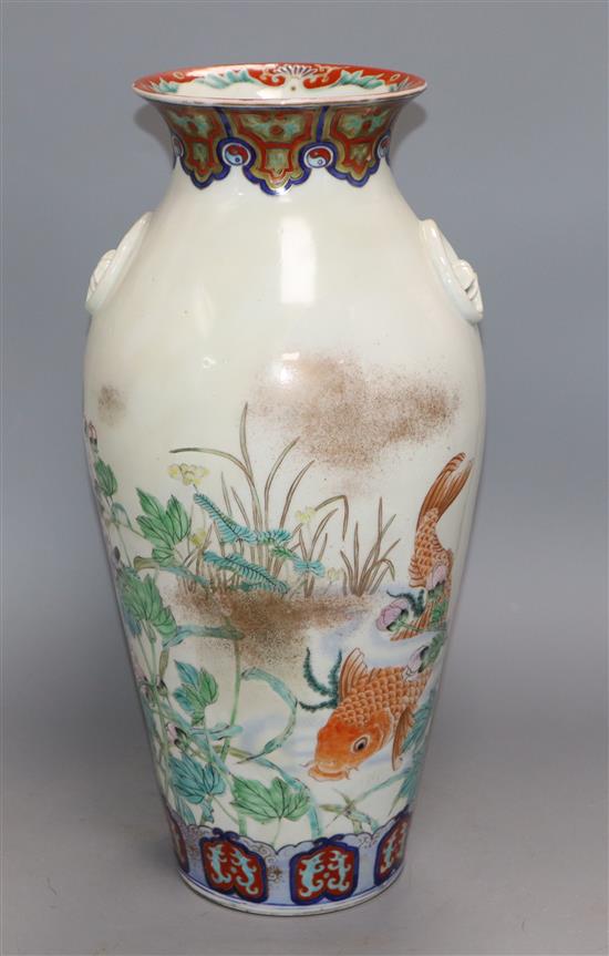 A Japanese Imari carp vase Height